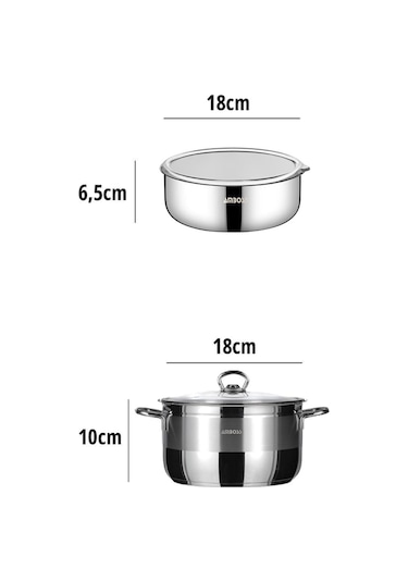 4 Parça Cook And Store Paslanmaz Çelik Tencere Saklama Kabı Pratik Set Gri
