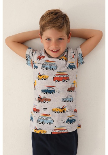 Roly Poly 3358 Surf's Up Erkek Çocuk Pijama Takımı Gri