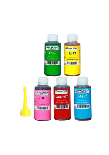 Perfection Chef 5'li Sıvı Su Bazlı Likit Gıda Boyası Pembe Sarı Kırmızı Mavi Yeşil 5 X 150 Gr .