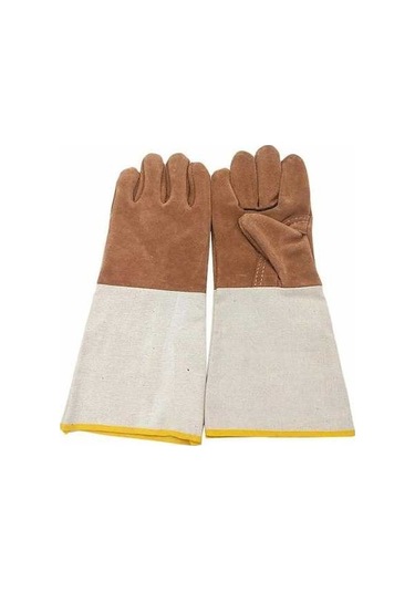 Trendooze Kaynak Eldivenleri - Deri, Uzun, Aşınmaya Dayanıklı Eldivenler - Kürk Kaplı, Tuval Kollu