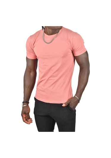 Deepsea Gülkurusu Erkek Dar Kesim Basic Tişört 1801131 Gülkurusu