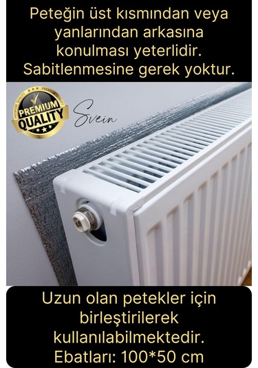 2 Adet Petek Arkası Isı Yalıtım Levhası Radyatör İzolasyon Kalorifer Ev Ofis Tasarruf Arkalığı