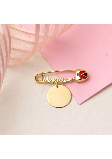 Yazı Yazılabilen Maşallahlı Altın Çengelli İğne VACIS14K20586