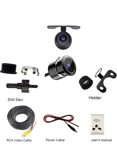 Universal Geri Görüş Kamerası 200 Geniş Açı Ip68 Su Geçirmez 12v Renkli Araç Kamerası