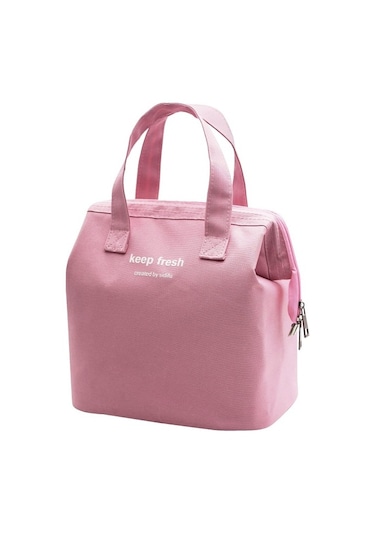 Yalıtımlı Öğle Yemeği Çantası Basit Bento Soğutucu Öğle Yemeği Pembe --