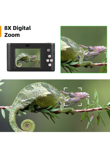 Springsun Siyah 1080p Dijital Kamera, 50mp Çift Lens, 8x Dijital Zoom, 2.4 İnç Ekran, 32gb Tf Kartlı, Dahili Flaş Ve Pil