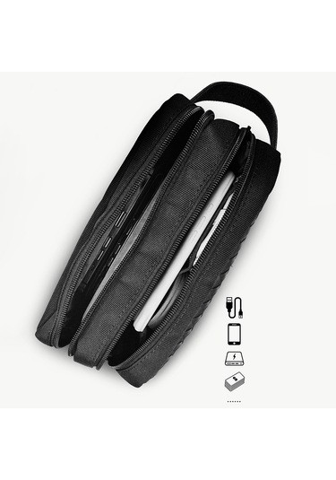 Lenyes Lb551 Voyagers Serisi 1200d Polyester Kumaş Bilek Askı Kayışlı Mobil Aksesuar El Çantası Siyah