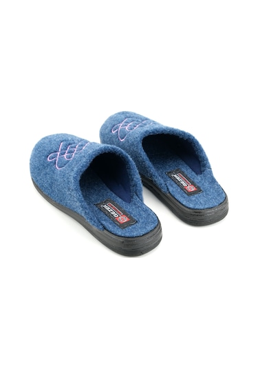 Gezer Kadın Kışlık Keçe Nakışlı Kalp Tasarım Ev Bahçe Terlik Gt1kzm.16089.00.013.0c Lacivert
