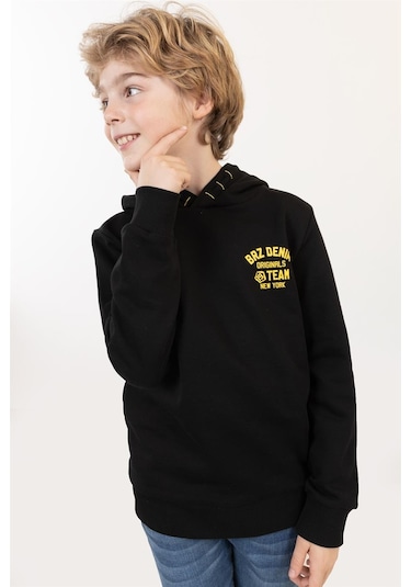 Brz Kids Baskılı Erkek Çocuk Sweatshirt Hoodie-siyah Siyah