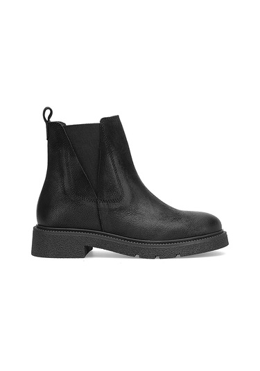 Mammamia D25kb-8335 Kadın Hakiki Nubuk Deri Chelsea Bot Siyah Siyah