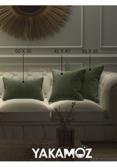 Br Yakamoz Çağla Yeşili Kırlent , Yastık Kılıfı Kadife Görünümlü Velvet Touch Serisi Çağla Yeşili