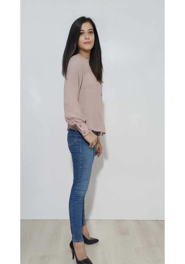 Kadın Gömlek Düğmeli Vizon