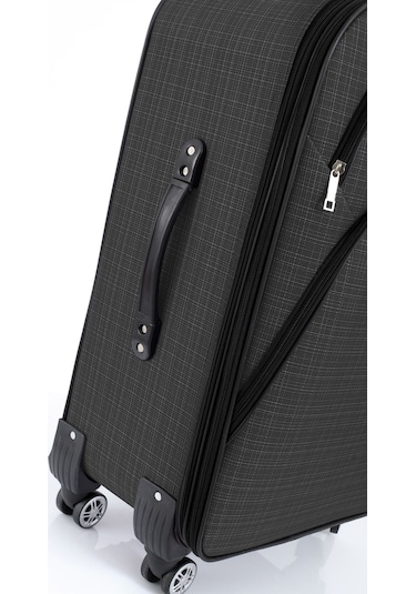 Oleets 8 Tekerli Su Geçirmez Ultra Kalite Kumaş Orta Boy Valiz Koyu Gri