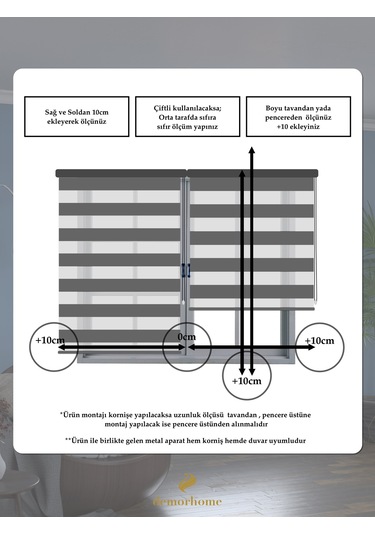 Br Demor Home Geniş Pliseli Ekru Zebra Stor Güneşlik Perde Metal Kasa Ekru