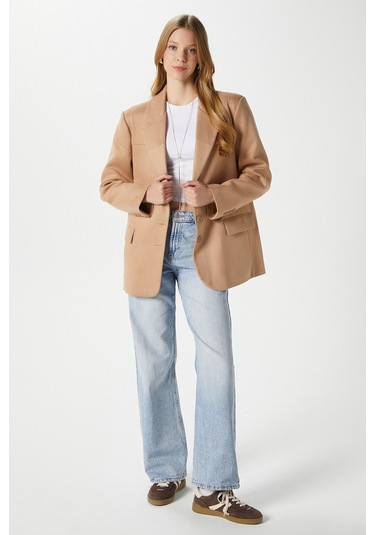 Kadın Thomas Süet Taba Blazer Ceket: Taba