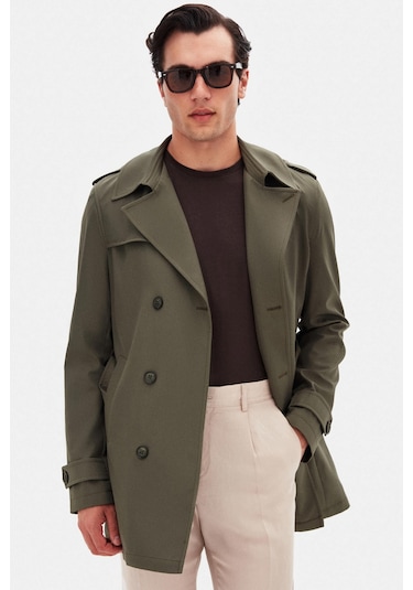Ds Damat Regular Fit Koyu Haki Apoletli Beli Kemerli Pardösü/trenckot 1hf08ort00013 4620516