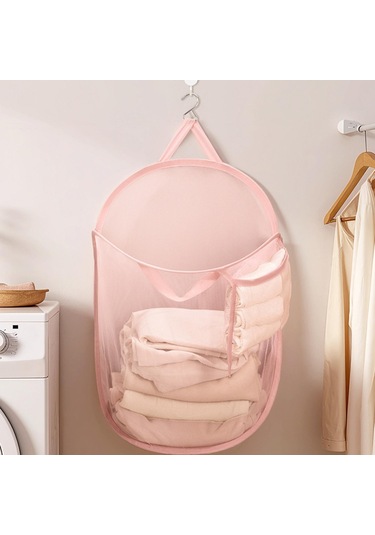 Suntek Çamaşır Kapısı Ev Tipi İçin Ağ Askılı Sepeti Dolap Saklama Pembe