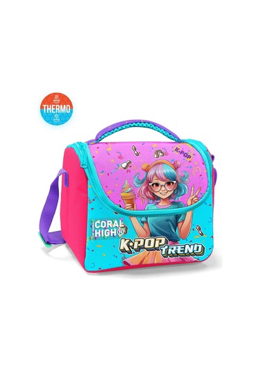 Coral High Kız Çocuk Beslenme Çantası - Thermo - Pembe K-pop Dondurmalı Kız Çok Renkli