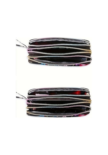 Trendooze Willowhaven 1 Adet Canlı Çiçek Desenli Uzun Klap Bilek Kayışlı Fermuarlı Çok Amaçlı Telefon Ruj Bozukluk Cüzdanı A-01 Çok Renkli