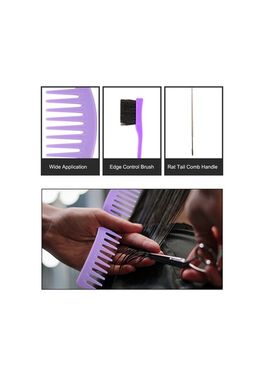 Youtek 3'lü Saç Tarak Seti - Geniş Dişli, Kuyruk Ve Çift Taraflı Fırça İle Statik Dirençli Saç Şekillendirme