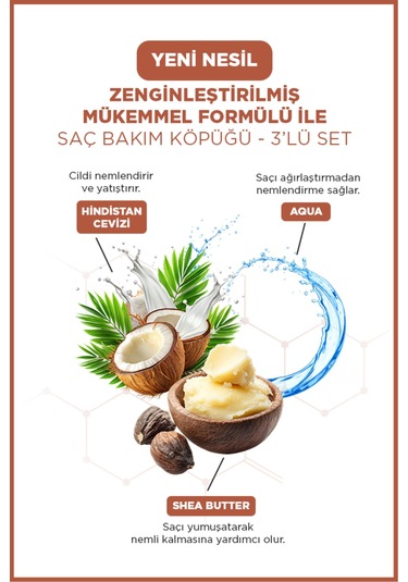 Icon Saç Bakım Köpüğü Coconut & Shea Butter 3'lü Set