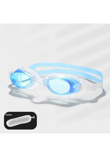 Su Geçirmez Yüzme Gözlüğü Çocuk Yetişkin Evrensel Silikon Yüzme Gözlüğü Açık Mavi