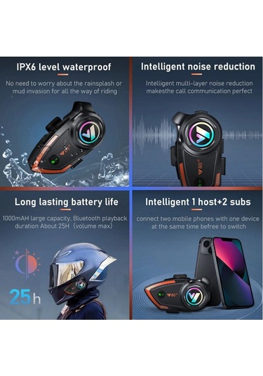 Smith Intercom 2 Kişilik Bağlantı Rgb Işıklı Bluetooth Kulaklık Seti