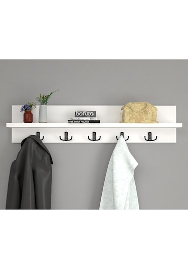 Bofigo Portmanto Duvar Elbise Askılığı 80 CM Beyaz