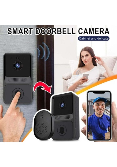 Padalink Z20 Siyah Akıllı Düşük Enerji Wi-fi Görüntülü Kapı Zili - Teknikli Kamera, Şarj Edilebilir Dahili Pil Ve Standart Ding Dong Fonksiyonu