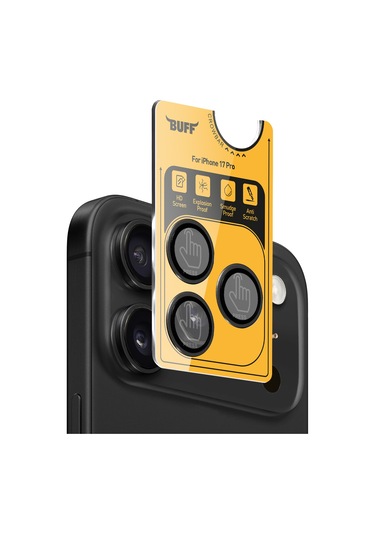 Buff Apple Uyumlu iPhone 17 Pro Metal Kamera Lens Koruyucu Black Siyah