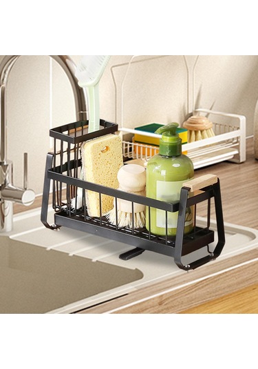 Homyl Mutfak Lavabosu Için Süngerlik Karbon Çelik Lavabo Rafı Siyah