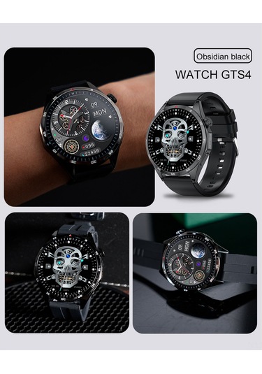 Geeroyoo Gts4/lt09 Siyah Silikon Akıllı Saat: Bluetooth Arama, Spor Modları, Kalp Atımı, Uyku Takibi İle 360x360 Ips Ekran