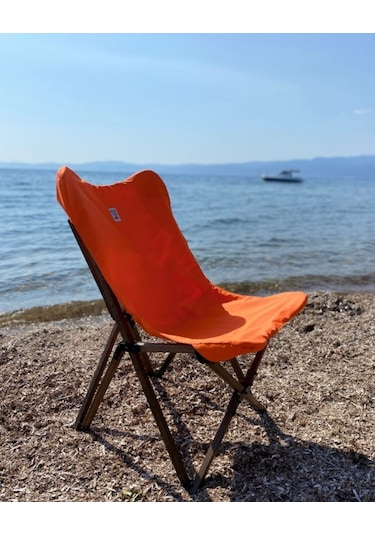 Bag The Joy Ahşap Antrasit İskelet - Turuncu Kılıf Sandalye Turuncu
