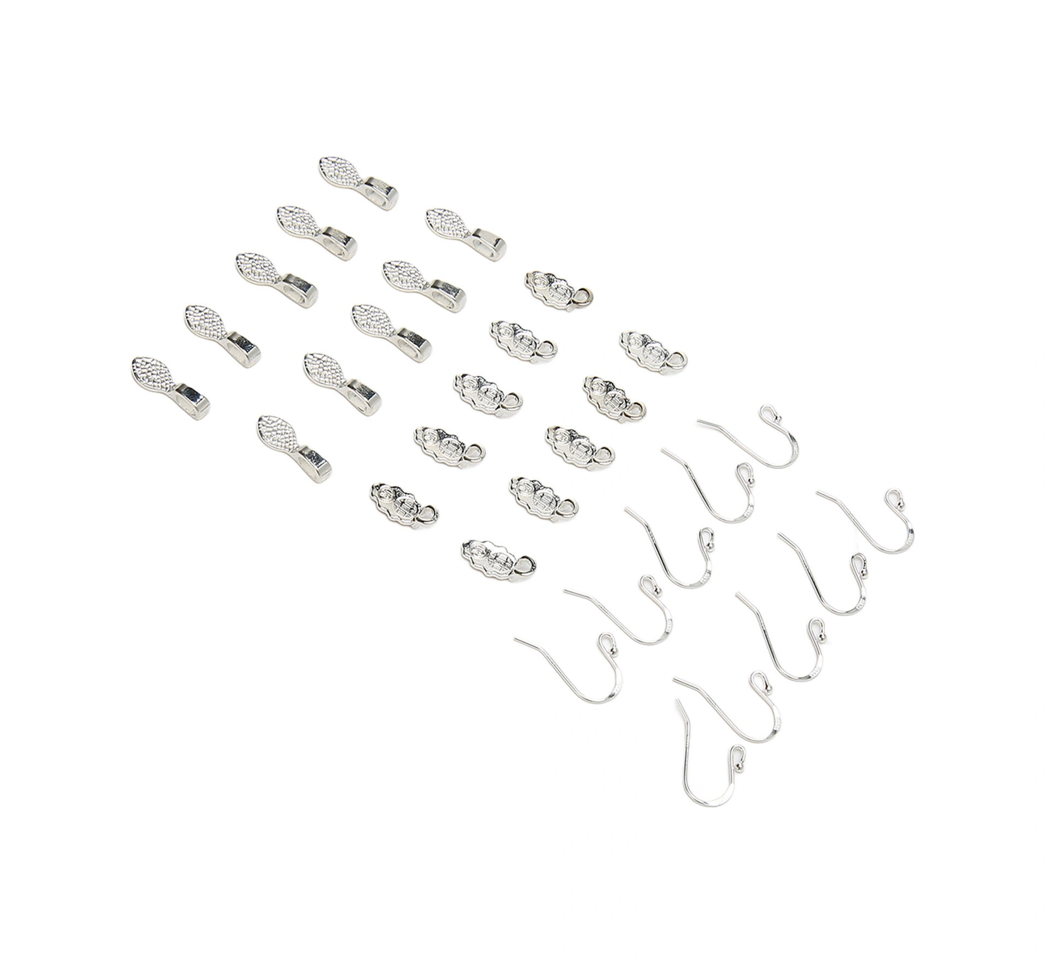 Wezone S925 Gümüş Küpe Kanca Ve Takı Parçaları Seti - 30 Adet Dıy Mücevher Aksesuarı 10 Kanca + 20 Takı Parçası Diğer