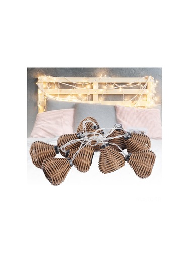 Skycity 10 Adet Kahverengi Doğal Rattan Toplumlu Led Işık Zinciri - Yatak Odası, Noel, Düğün Dekorasyonu - 3xaa Pil İle Çalışır Pil Dahil Değil Diğer