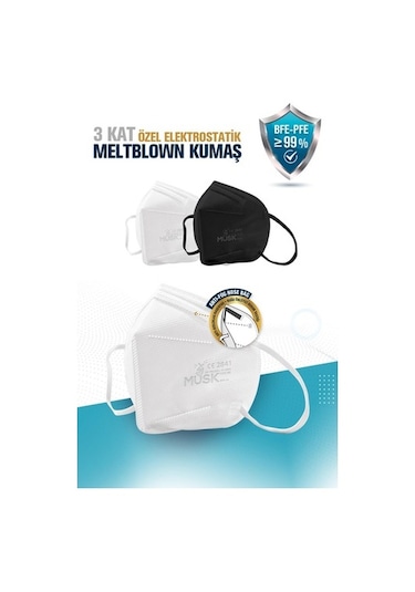 Musk Ffp3 Maske N99 Siyah Renk 10 Adet