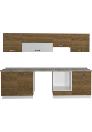 Decoraktiv Elite 280y Ank Mdf Hazır Mutfak Dolabı - Tezgah Dahil - Pera Meşe