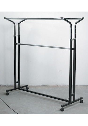 Vitrinraf Tekerlekli Çift Taraflı Stand Askılık (Esek) Stant