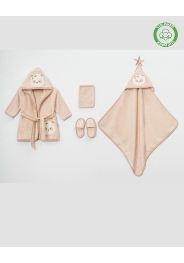 Kedili Bornoz Takımı 1-2 Yaş Bej