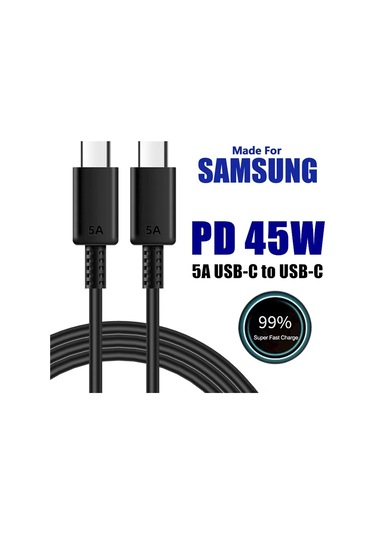 Anatoliadelight45w Çift Usb C Hızlı Şarj Kablosu Samsung S22/s23/s24/not 20 Ultra/a53/a54/a55 Uyumlu 2mblack