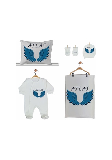 Pia Baby Gl 2204 İsme Özel Beşli Tulum Set Mavi