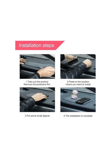 Jeemson Araç İçin Evrensel Pvc-silikon Kaymazlık Mat 27x15cm - Isı/dağınık Yol Dayanıklı, Yüksek Yapışkanlı, Çok Amaçlı Siyah Grid Desenli