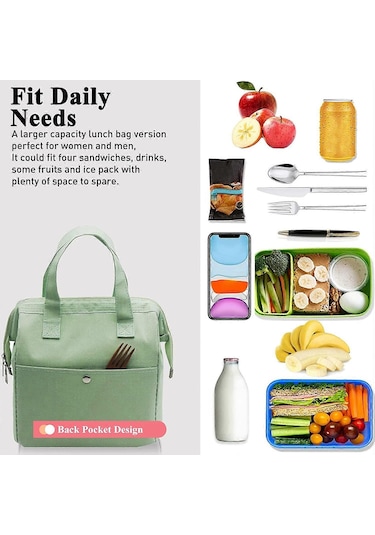 Yalıtımlı Öğle Yemeği Çantası Basit Bento Soğutucu Öğle Yemeği Kutusu Çantası Kadınlar Erkekler Yetişkinler Piknik İş Yürüyüş Plaj Açık Yeşil Çok Renkli