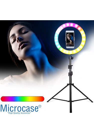 26 Cm Selfie Rgb Led Ring Halka Işık+2.1Mt Tripod+Kumanda Al2643