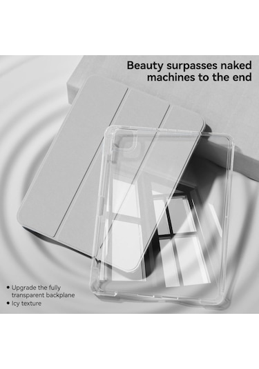 İpad Uyumlu Pro 11 İnç M4 2024 Kılıf Kalem Bölmeli Akrilik Şeffaf Ayrılabilir Case A2836 A2837 A3006 Kılıf