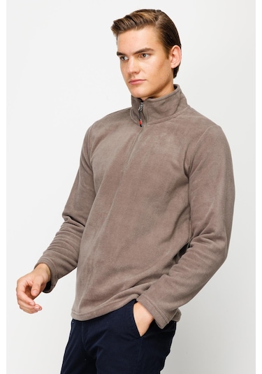 İgs Erkek A.kahve Standart Yarım Fermuar Polar Açık Kahverengi