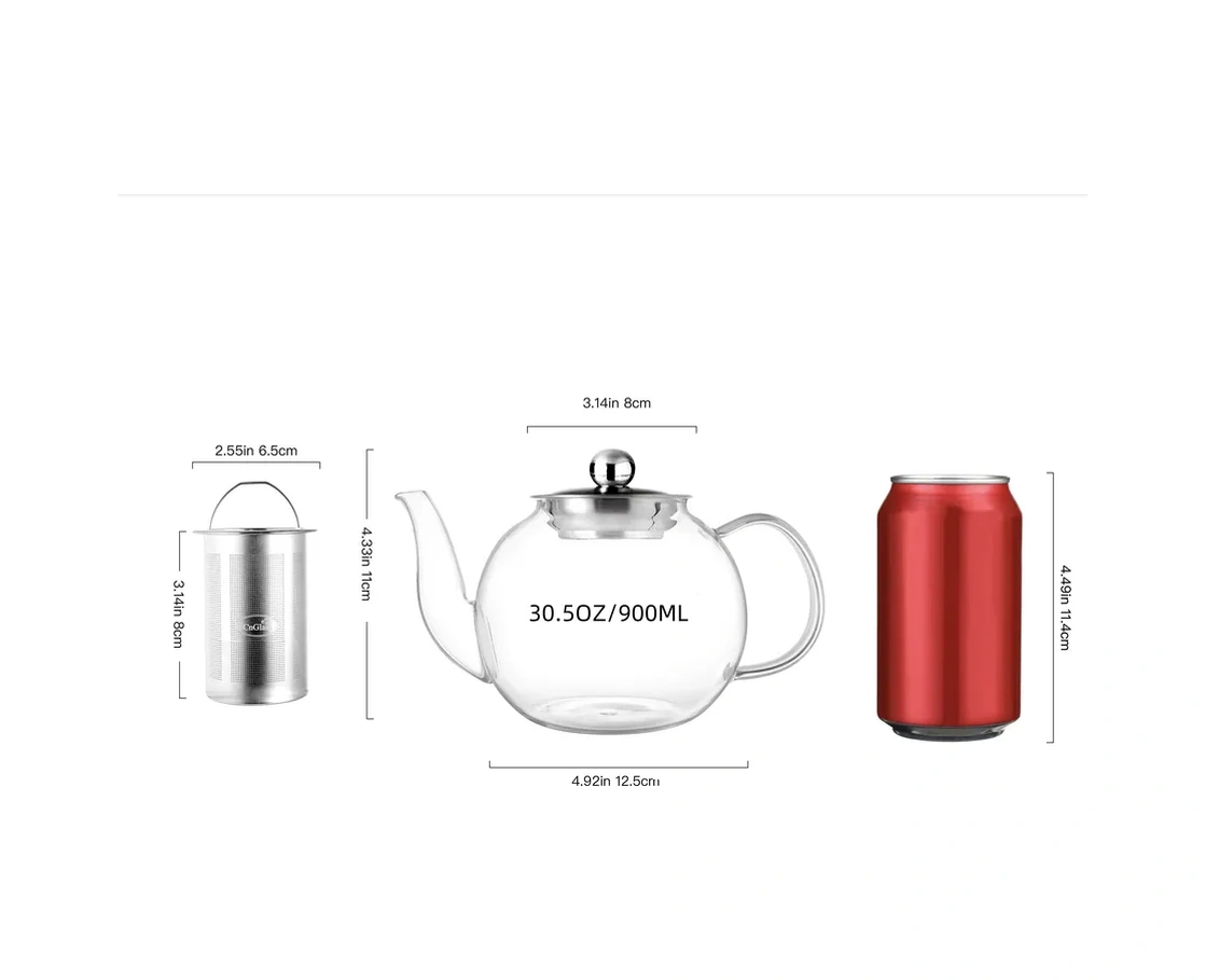 Cnglass 900 Ml Çıkarılabilir Filtreli Demlik Çaydanlık 310784712 Beyaz