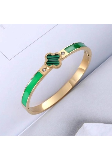 Kırmızı Yonca Bileklik Titanyum Çelik Yeşil Yağ Damlayan Bileklik Mizaç Bileklik Paslanmaz Çelik Solmayan Bileklik Kırmızı Kırmızı