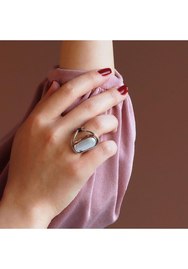 Barok İnci El İşi Otantik 925 Ayar Gümüş Yüzük Gümüş