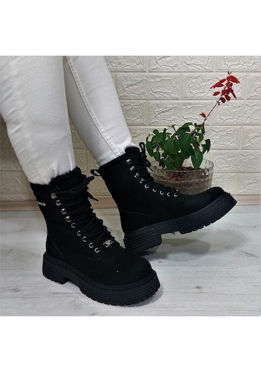 Pierre Cardin 52418 Siyah Süet İçi Kürklü Kaymaz Bayan Bot 001